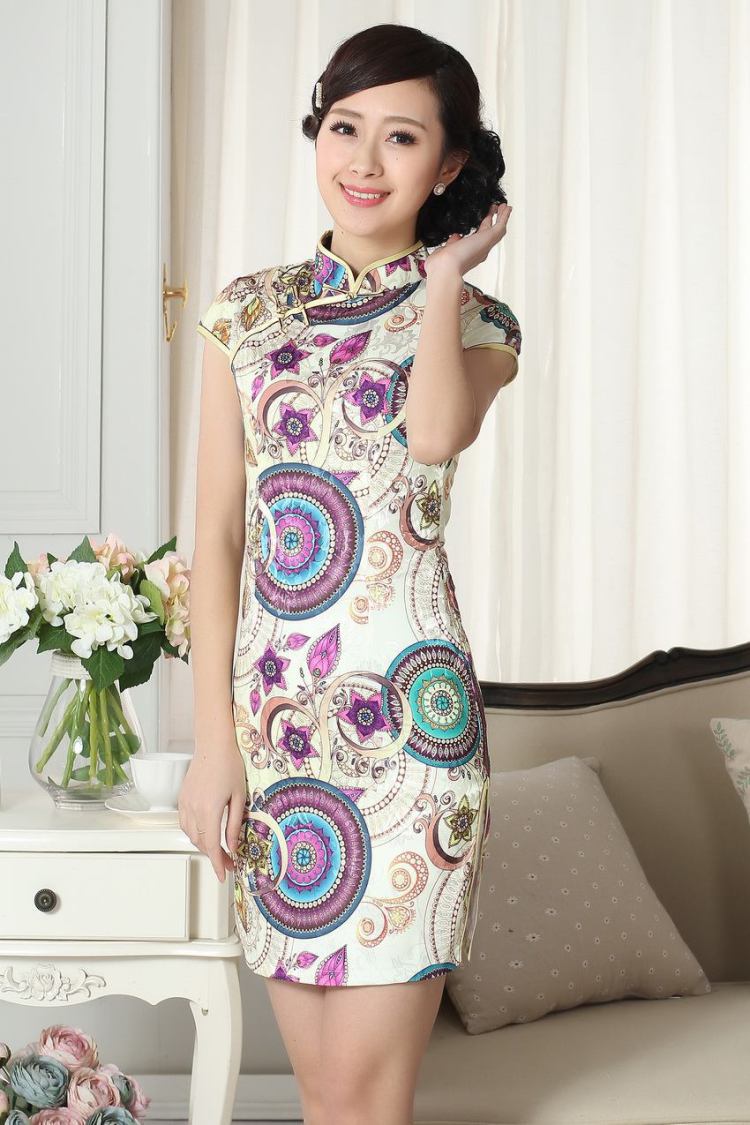 The broadband lady stylish jacquard cotton cultivating short cheongsam dress new Chinese qipao gown picture color 2 XL pictures, price, brand platters! Elections are good character, the national distribution, so why buy now enjoy more preferential! Health