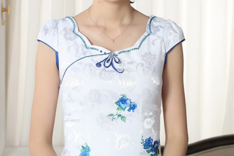 Shanghai, optimize purchase lady stylish jacquard cotton cultivating short cheongsam dress new improved cheongsam dress white 2XL pictures, price, brand platters! Elections are good character, the national distribution, so why buy now enjoy more preferential! Health