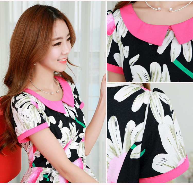 C.o.d. 2015 Summer new Korean version is smart casual temperament classic reverse collar short-sleeved sunflower stamp UNIDO field tour pleated skirts XXXL black picture, prices, brand platters! The elections are supplied in the national character of distribution, so action, buy now enjoy more preferential! As soon as possible.