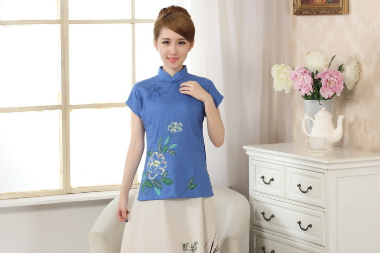 The frequency response, Ms. Tang Women's clothes summer wear T-shirt, cotton for the hand-painted Chinese Han-female improved Tang replace short-sleeve - A dark 2 XL pictures, price, brand platters! Elections are good character, the national distribution, so why buy now enjoy more preferential! Health