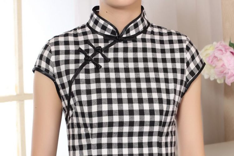 For Pont Sondé Diane cotton the retro plaid short-sleeved qipao improved daily republic of linen clothes summer cheongsam dress D 0247 XXL pictures, price, brand platters! Elections are good character, the national distribution, so why buy now enjoy more preferential! Health