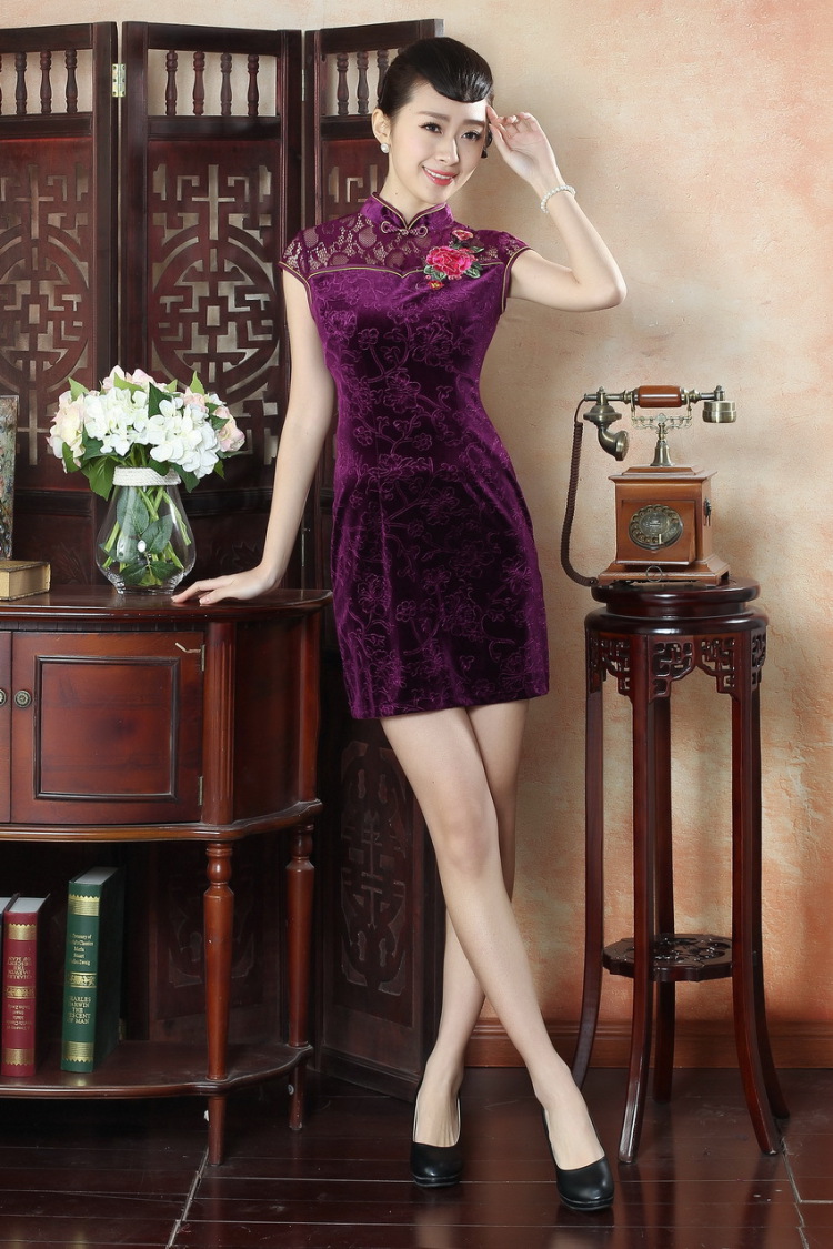 For Pont Sondé Diane summer new female lace cheongsam dress improved daily thin embroidered cheongsam D 0256 - B XXL pictures, price, brand platters! Elections are good character, the national distribution, so why buy now enjoy more preferential! Health