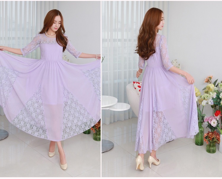 C.o.d. 2015 Summer new stylish classic Korean leisure temperament lace stitching chiffon dresses large long skirt black XXXL Sau San pictures, prices, brand platters! The elections are supplied in the national character of distribution, so action, buy now enjoy more preferential! As soon as possible.