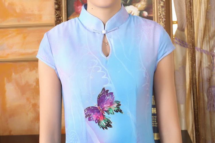 The frequency response, Ms. Tang cheongsam with Diane Fong water droplets collar short-sleeve cultivating long double cheongsam - A purple 2 XL pictures, price, brand platters! Elections are good character, the national distribution, so why buy now enjoy more preferential! Health