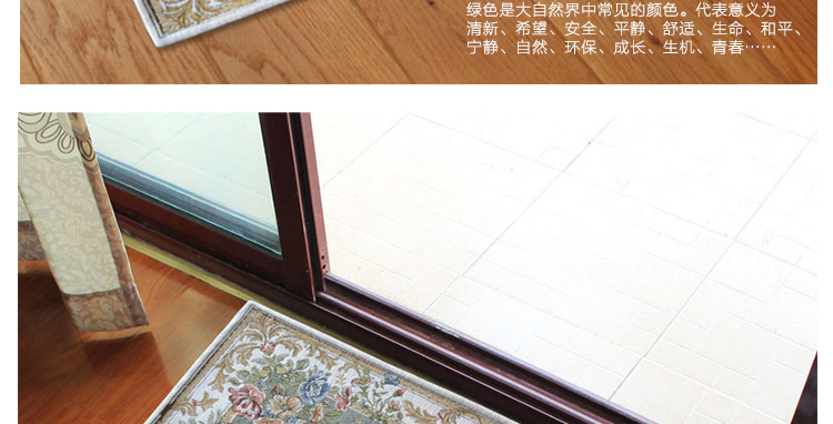 欧式田园防滑进门脚垫地垫厨房入户玄关卧室门垫客厅茶几水洗地毯 904灰绿色 600MMx900MM