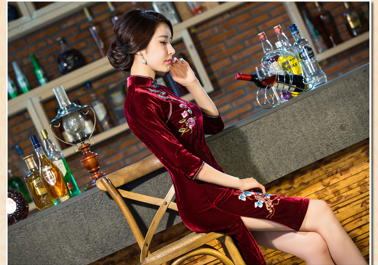 Dream Momoe 2015 autumn and winter new moms with scouring pads in the skirt qipao Kim sleeve length) Improved retro wedding green L picture, prices, brand platters! The elections are supplied in the national character of distribution, so action, buy now enjoy more preferential! As soon as possible.