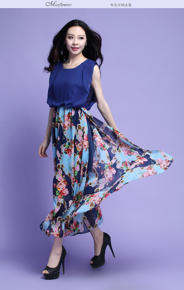 C.o.d. 2015 Summer new stylish casual relaxd large temperament thick sister Bohemia stamp chiffon skirt long skirt leave two cents XXXL Blue Photo, prices, brand platters! The elections are supplied in the national character of distribution, so action, buy now enjoy more preferential! As soon as possible.