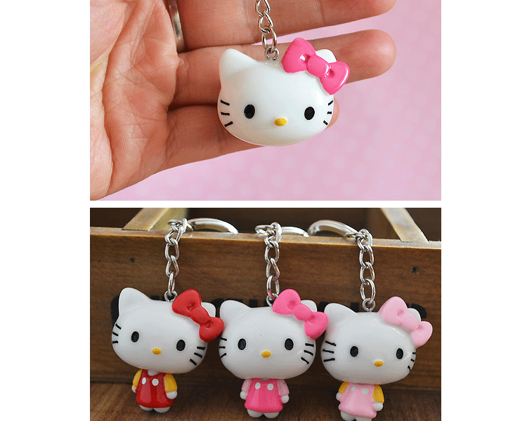 HELLO KITTY 精致钥匙扣钥匙链 钥匙挂件 卡通可爱钥匙扣挂饰 玫红全身KT