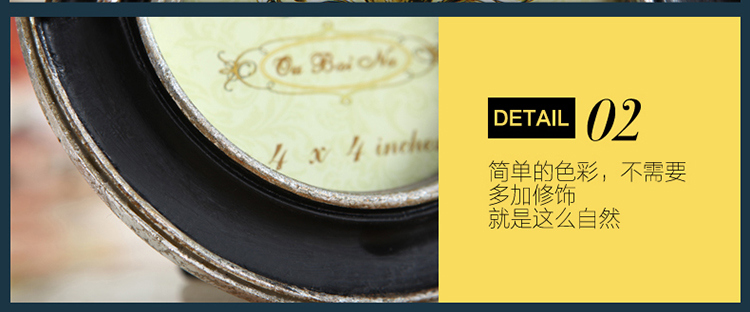 
                                        格丽相框 欧式复古做旧立体小鸟圆形黑色树脂相框摆台 创意艺术照片像框卧室办公桌面摆设                