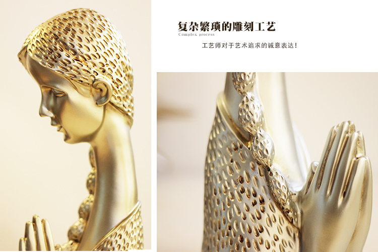 
                                                            豪斯特丽（HOSTLY） 欧式祈福少女雕塑摆件 时尚创意家居装饰品 结婚生日礼品工艺品 金色女孩                