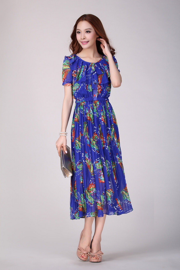 C.o.d. larger female Bohemia Lien Yi long skirt 2015 Summer new genuine thick mm suit XXXL blue flowers picture, prices, brand platters! The elections are supplied in the national character of distribution, so action, buy now enjoy more preferential! As soon as possible.