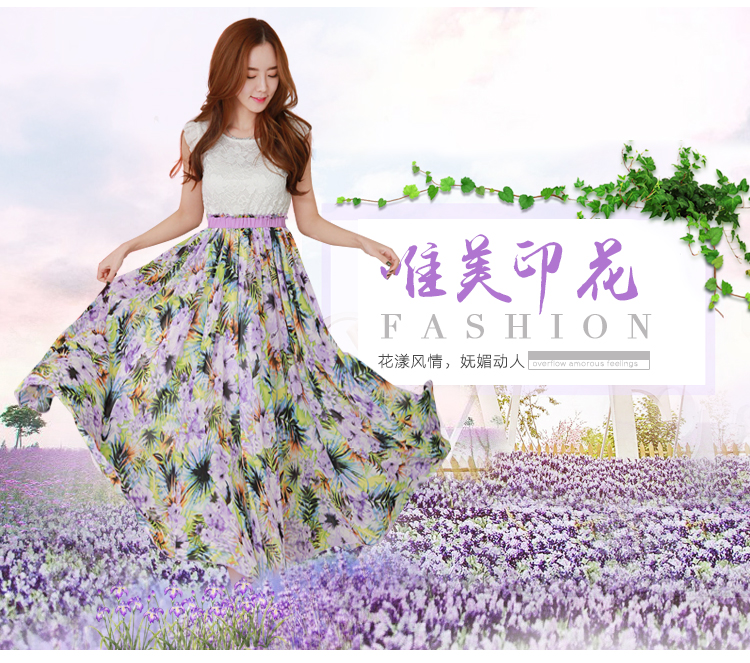 C.o.d. 2015 Summer new Korean irrepressible lace stitching 6 m value large chiffon gliding stamp long skirt temperament dresses purple XXL picture, prices, brand platters! The elections are supplied in the national character of distribution, so action, buy now enjoy more preferential! As soon as possible.