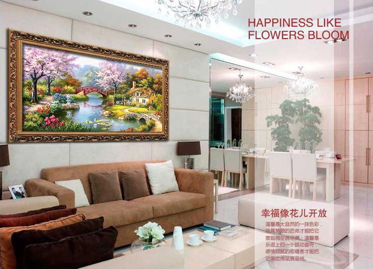 
                                        K-S十字绣客厅新款风景欧式花园小屋精准印花满绣十字绣 11CT棉线印花小版 3股绣 绣布尺寸1.5米                