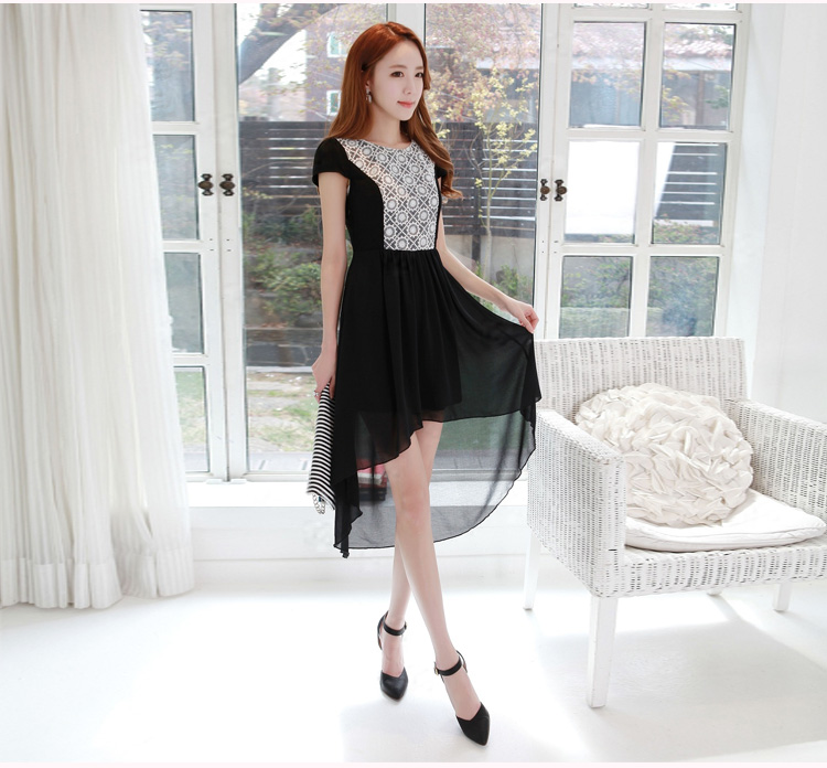 C.o.d. 2015 Summer new stylish look sexy Korean New dovetail skirt long after the former short video thin temperament elegant chiffon lace dresses XXXL black picture, prices, brand platters! The elections are supplied in the national character of distribution, so action, buy now enjoy more preferential! As soon as possible.