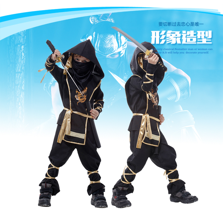 仕彩 万圣节服装儿童 成人武士服武士服忍者服忍者服装 橙武术忍者装 L