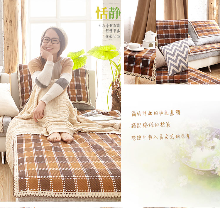 
                                        Me&Home家纺 棉麻沙发垫 坐垫 沙发巾 布拉格广场蓝 90x160cm                
