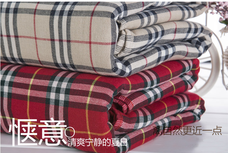 
                                        趣美家  毯子纯棉 格子毛巾被空调毯毛巾毯双人沙发毯 格子控毛巾被红色/220*220cm4斤 毛巾被                