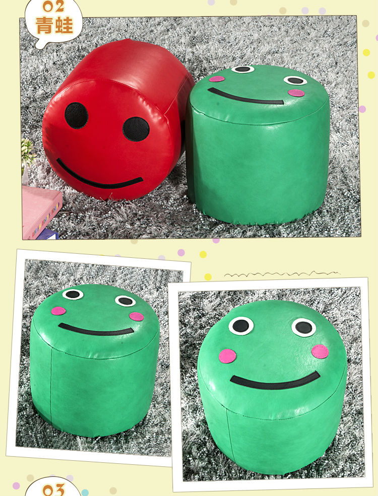 快朵小屋 椅子卡通皮蹲凳 实木宝宝凳子客厅小凳子 创意动物表情凳子