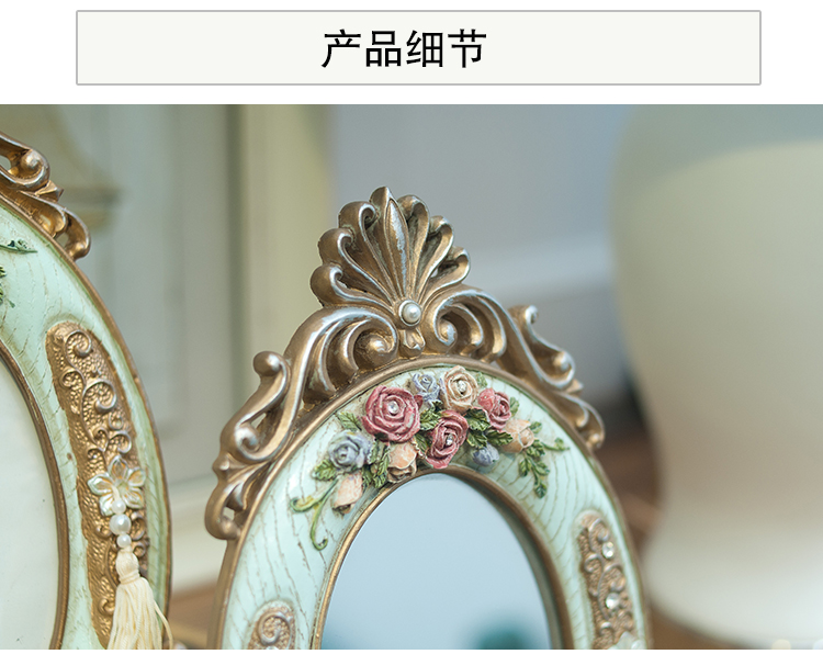 芮诗凯诗 蒂秀安娜韩国田园复古欧式公主化妆 梳妆镜台式结婚礼物