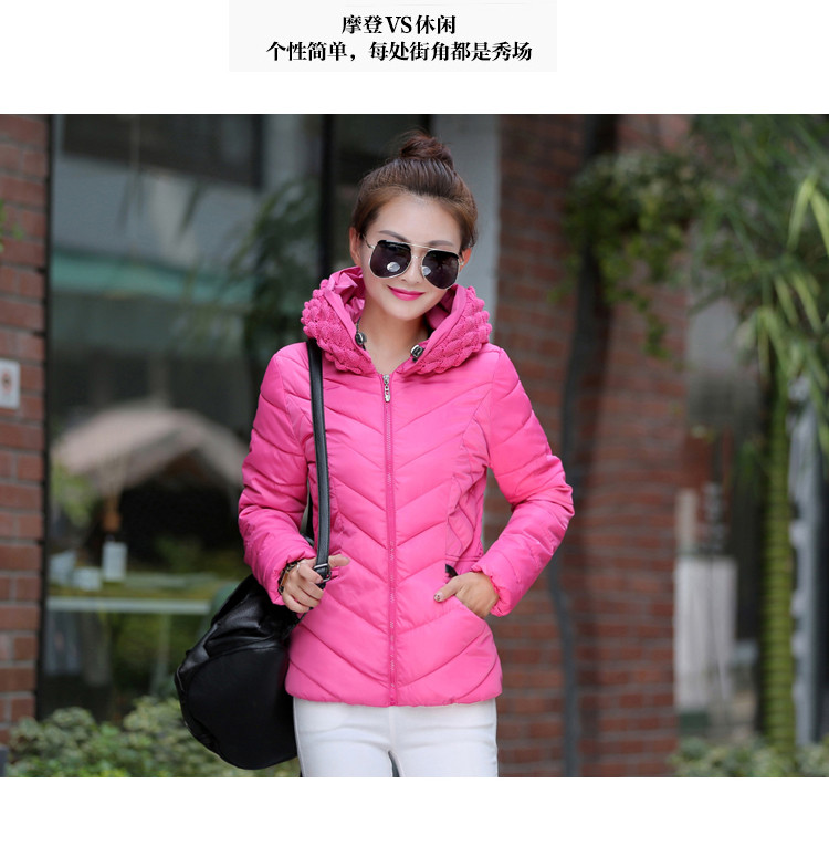 澳奇美Aoqimei2015秋冬七色任选连帽韩版大码女轻薄短款外套修身显瘦棉服女122 卡其色 M