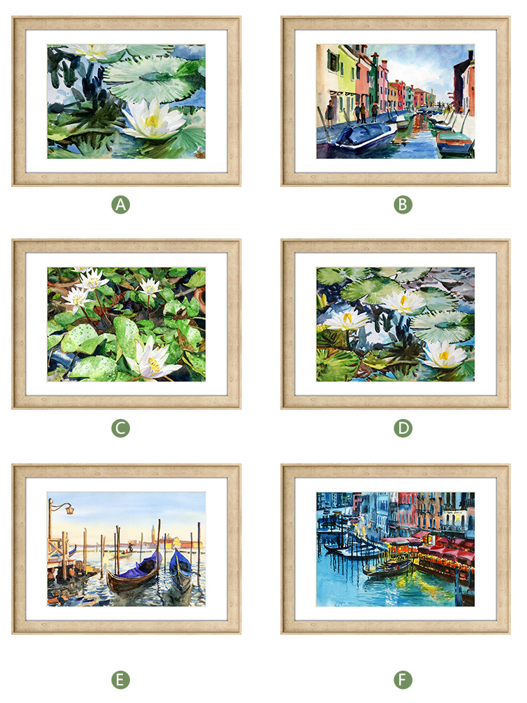 
                                        墙蛙wallwa 绚丽色彩 新中式客厅装饰画简约书房墙壁画风景挂画火焰花园 BEF款三幅一套 外框尺寸48*68cm                