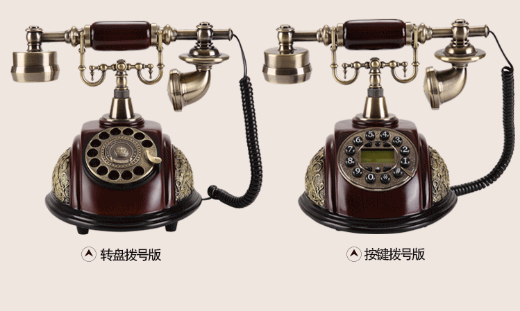 珊曼 欧式古典复古电话机工艺仿古家用座机美式电话机 家居装饰摆件 C款