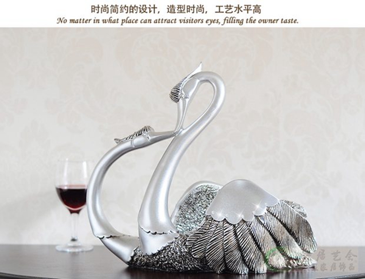
                                        豪斯特丽（HOSTLY）  欧式创意红酒架摆件  树脂天鹅工艺品 酒柜摆件 创意结婚礼物 银色天鹅                