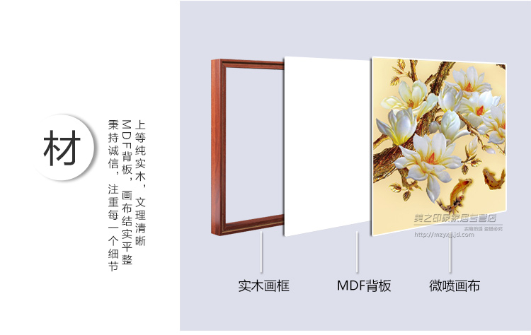 
                                        凝美 实木有框画 家和富贵年年有鱼装饰画 客厅字画家庭壁画 沙发背景墙三联组合中式挂画 配白色外框 40*40cm 实木有框画35mm厚                