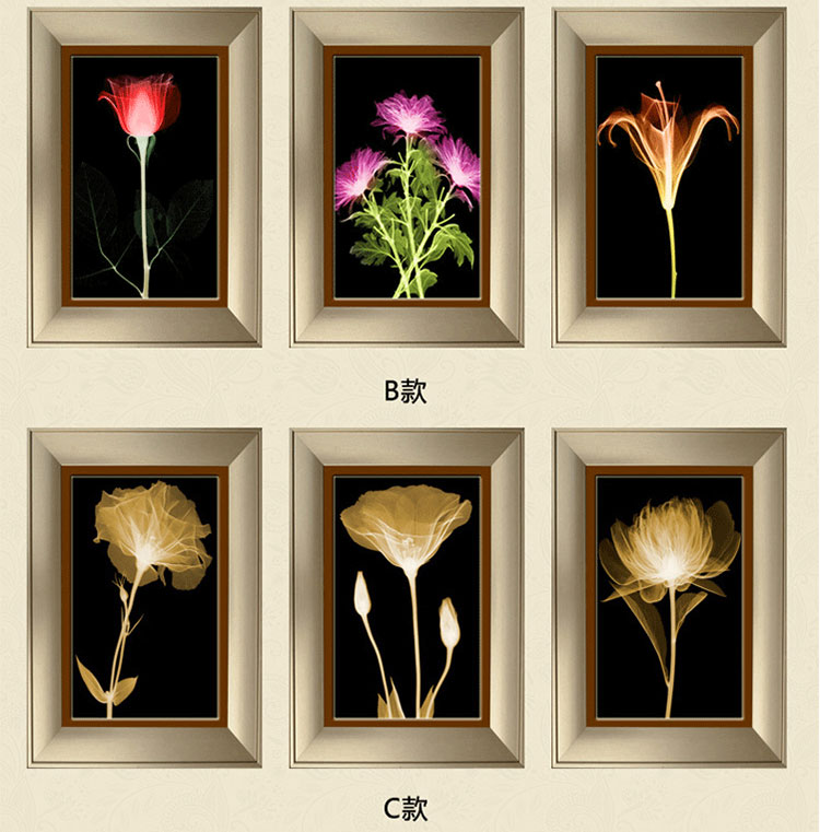 金品家 客厅三联装饰画现代简约玄关沙发背景挂画壁画酒店有框画 A款 60*80cm (25mm厚板)