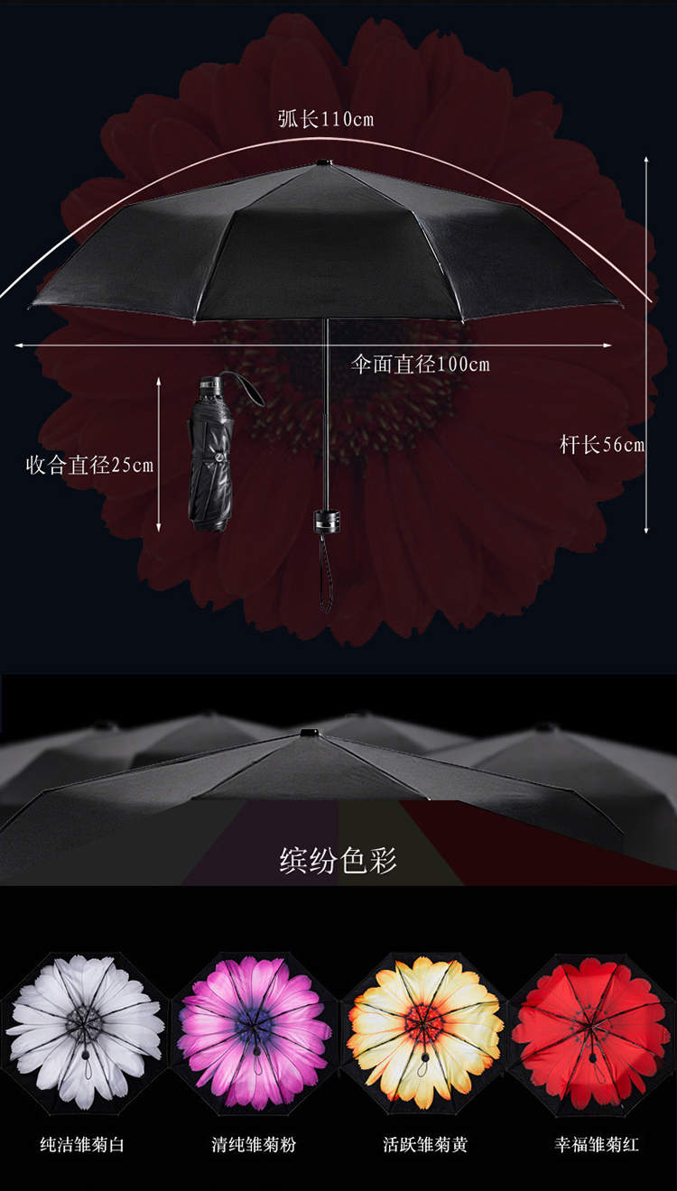 
                                        英之伦 新款黑胶太阳伞防晒防紫外线遮阳伞折叠晴雨伞女款 红色                