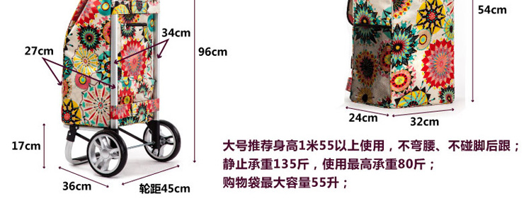 致丽生活 购物车买菜车小拉车爬楼折叠便携拉杆车铝合金手推行李车老年手拉车小拖车 大号/咖啡色 S35购物车