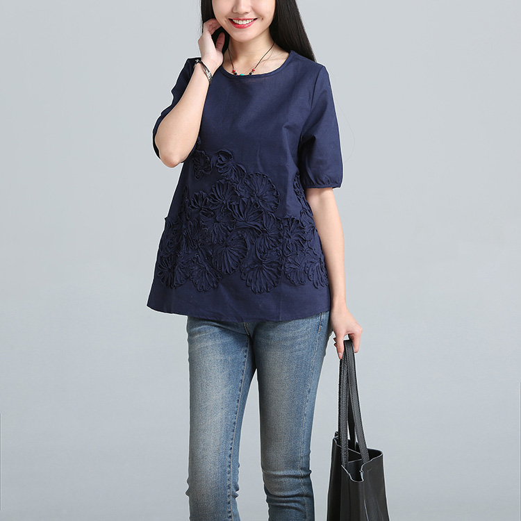 Better Cayman's 2015 new Korean version the code female arts, small fresh cotton the embroidery girl shirt short-sleeved summer 8067 blue XL pictures, price, brand platters! Elections are good character, the national distribution, so why buy now enjoy more preferential! Health
