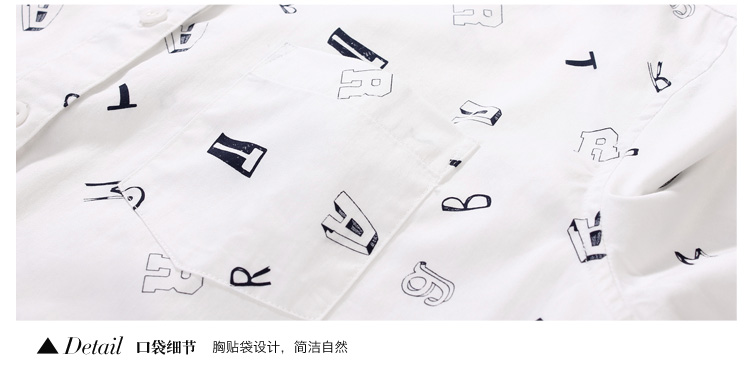 唐狮（TonLion）2015秋 女满地印花宽松型长袖衬衫 6EK321015415 本白 L
