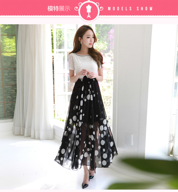 C.o.d. 2015 Summer new stylish atmosphere Korean word sexy for bubbles short-sleeved lace stitching chiffon wave point elegant slim skirt White XL video picture, prices, brand platters! The elections are supplied in the national character of distribution, so action, buy now enjoy more preferential! As soon as possible.