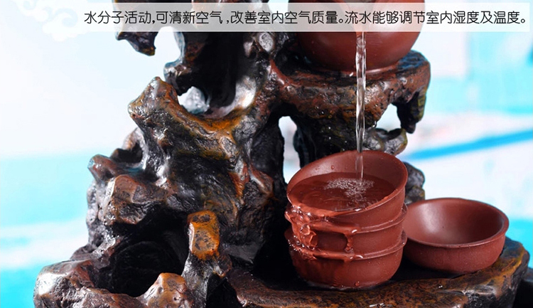 玩古 工艺礼品流水摆件开业礼品假山招财创意工艺品礼物家居办公室桌装饰品 A款WG001
