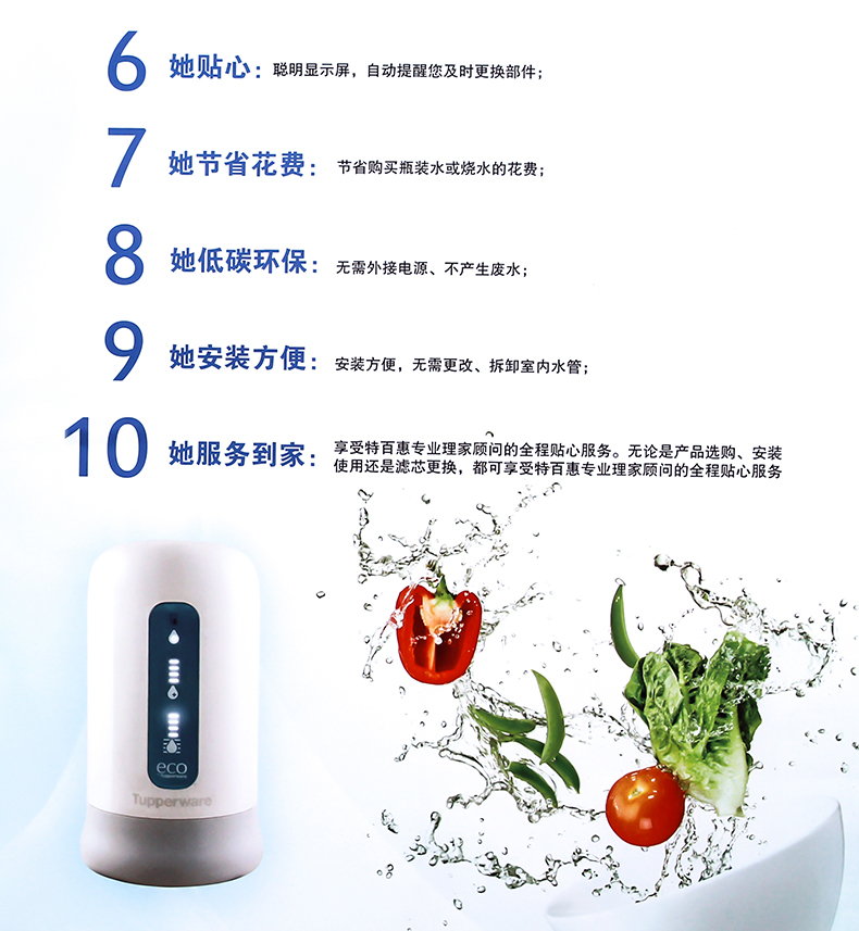 特百惠Tupperware专柜纳米玲珑TPW-C1家居净水器 滤水机带防伪码 滤芯