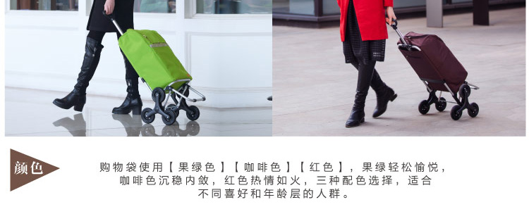 致丽生活 购物车买菜车小拉车老人手拉车爬楼梯行李车可折叠拉杆车小拖车 防水保温包邮 咖啡色 S30轻便型