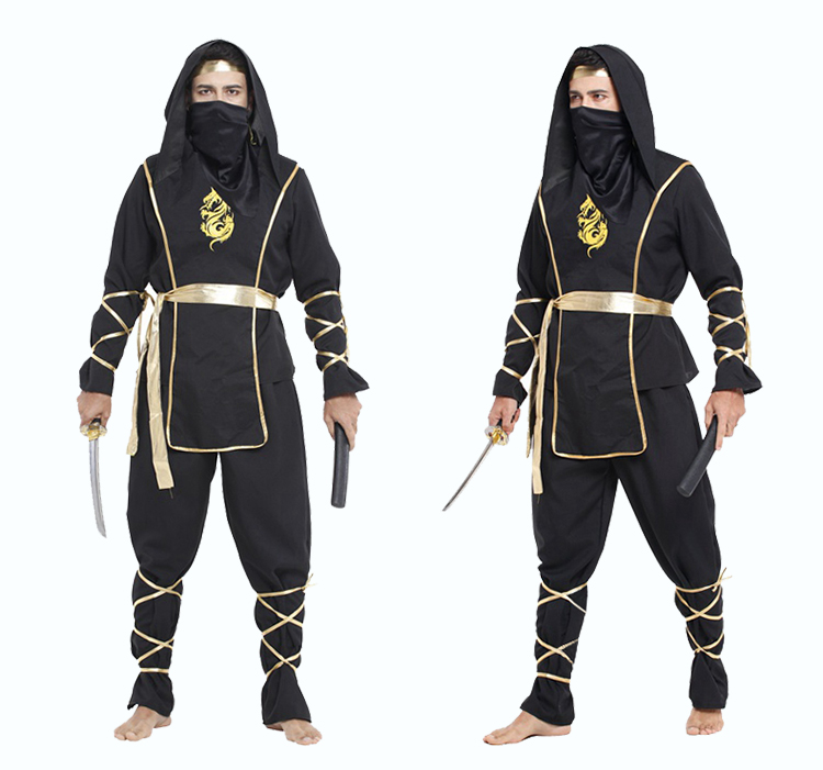 仕彩 万圣节服装儿童 成人武士服武士服忍者服忍者服装 橙武术忍者装 L