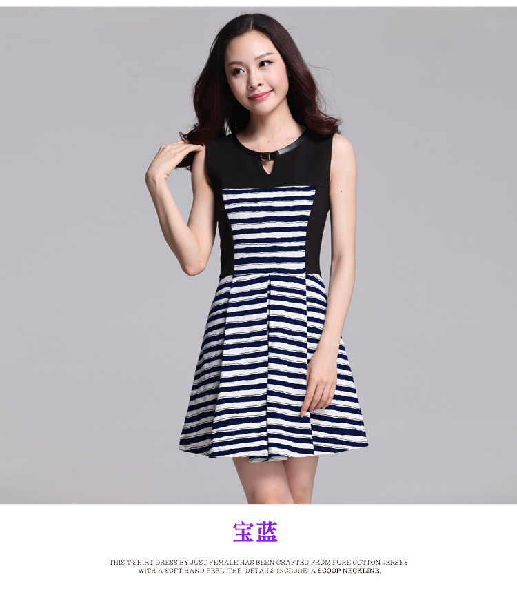 C.o.d. 2015 Summer new stylish casual temperament classic XL Graphics thin round-neck collar bar stitching Sau San autumn and winter waistcoat apron skirt dark blue XXXL picture, prices, brand platters! The elections are supplied in the national character of distribution, so action, buy now enjoy more preferential! As soon as possible.