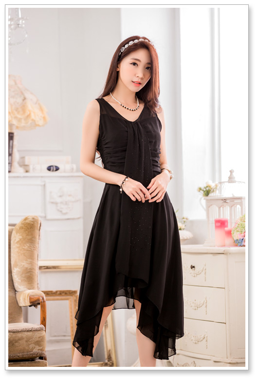 C.o.d. 2015 Summer new stylish sexy Korean elegant ironing drill video under the rules do not thin ribbons chiffon larger temperament dresses dress black XXL picture, prices, brand platters! The elections are supplied in the national character of distribution, so action, buy now enjoy more preferential! As soon as possible.