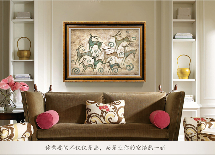 梵格 客厅装饰画现代简约餐厅挂画玄关画背景墙画欧式壁画油画 香槟色VCK011 120*80