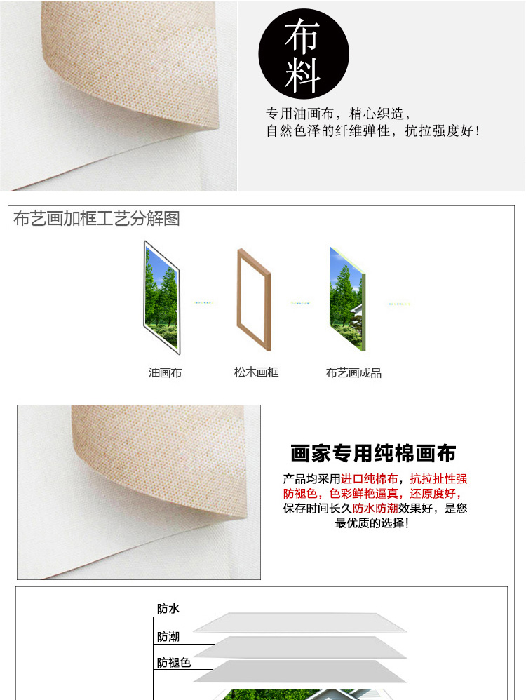 奇野 客厅装饰画餐厅沙发背景墙壁画风景无框画卧室床头挂画 迎客松2 60X60X3CM