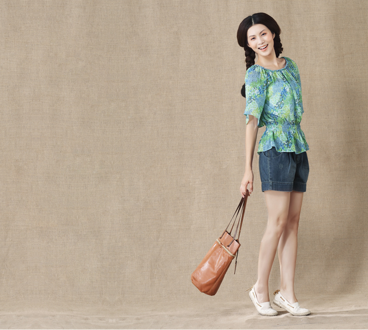 京东商城 茵曼2014新款女夏装中袖雪纺衫 蕾丝