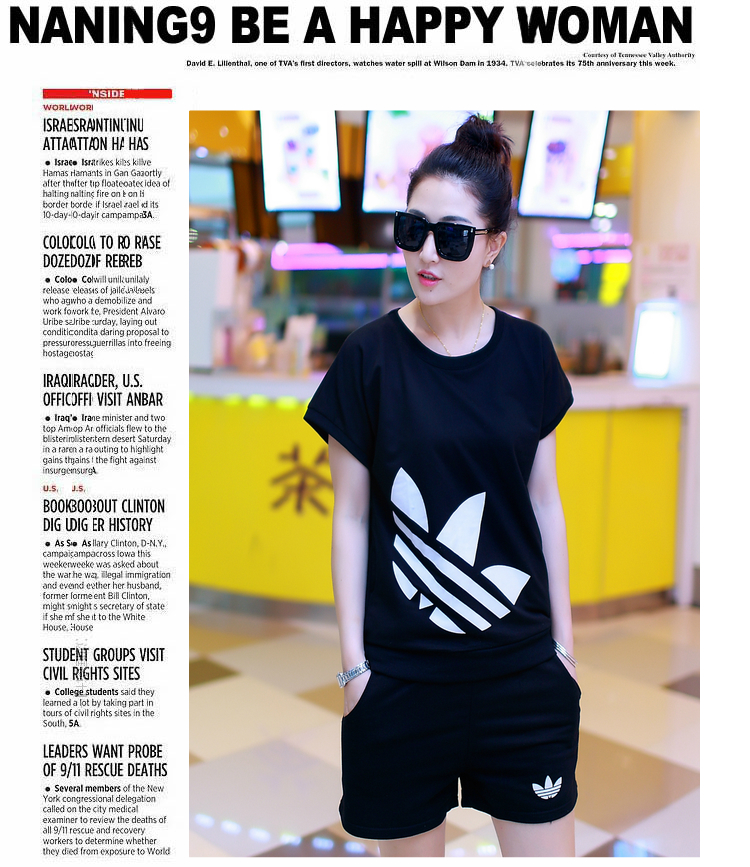 2015 PDQC new summer Korean sport Leisure package shorts two piece loose T shirts uniforms female black XL pictures, price, brand platters! Elections are good character, the national distribution, so why buy now enjoy more preferential! Health