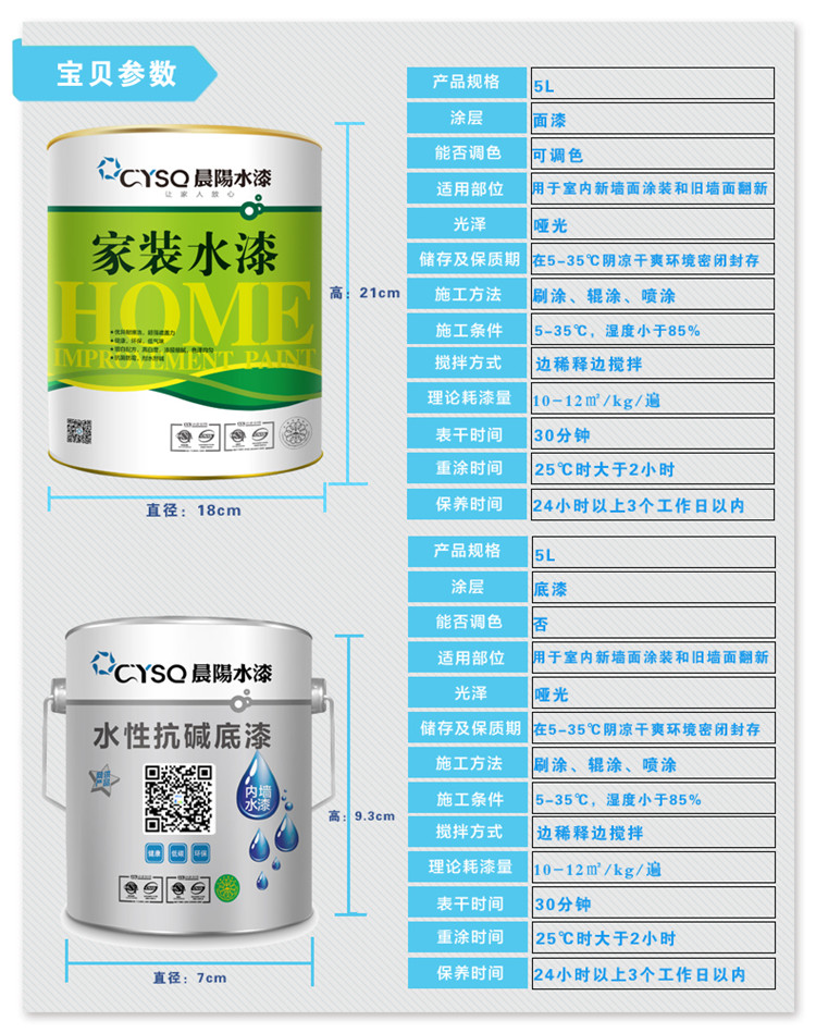 晨阳水漆 超白内墙面乳胶漆 彩色抗甲醛涂料 环