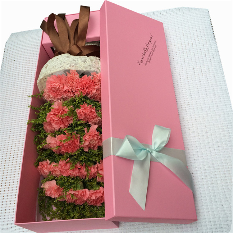 梦馨鲜花旗舰店19朵粉色康乃馨鲜花高档礼盒