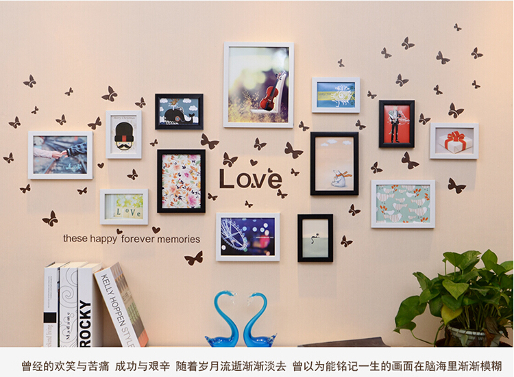 
                                        娜芸 13框相框照片墙组合 创意装饰画相框组合相片墙油画装饰画客厅卧室画 白蓝色                