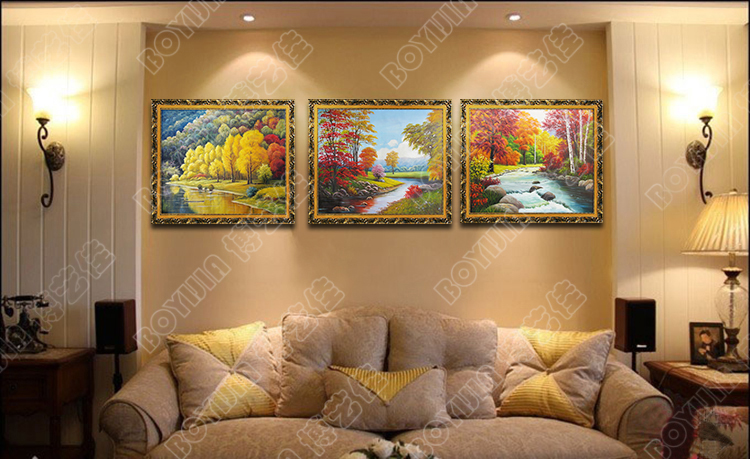 
                                        博艺佳 【珠穆朗玛峰秋天景色】家居装饰画纯手绘油 中式风景油画 高端有框画门厅餐厅走廊装 B 70*80CM                