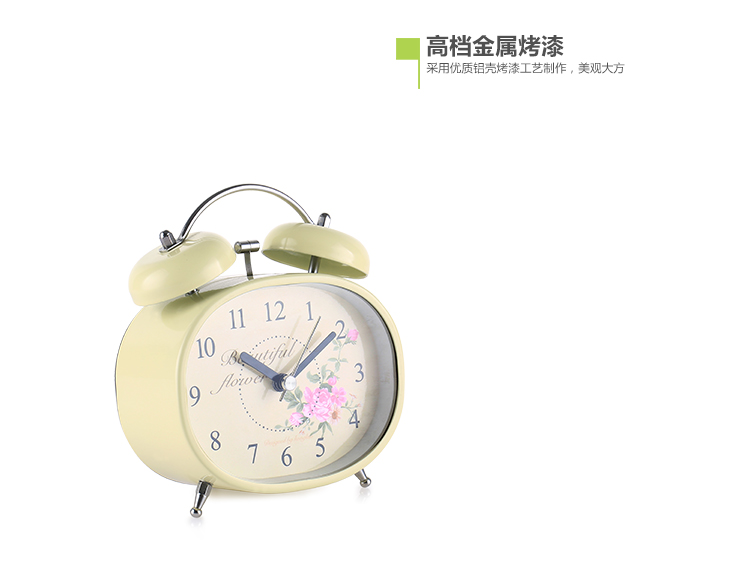 
                                        宅人帮 白色简欧圆形静音小闹钟 白色 O1196                