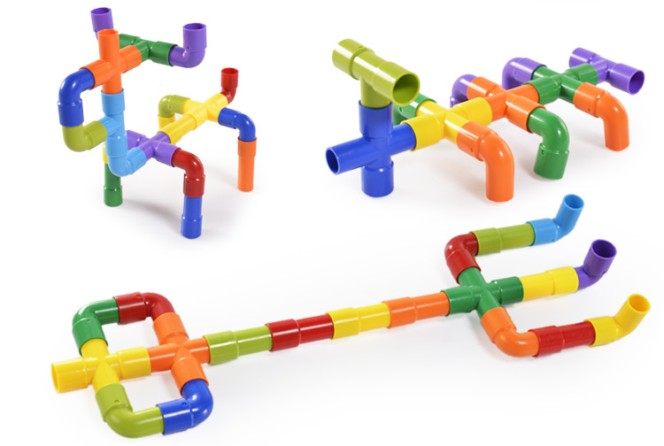 芙蓉天使 弯管水管管道积木玩具 儿童立体拼插益智积木玩具 72件袋装